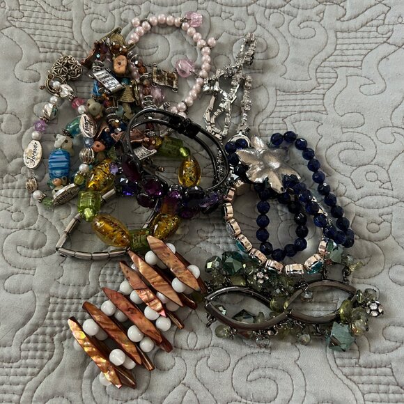 Jewelry grab bag with bracelets, chokers, pendants, and more for DIY or crafts - Picture 3 of 10